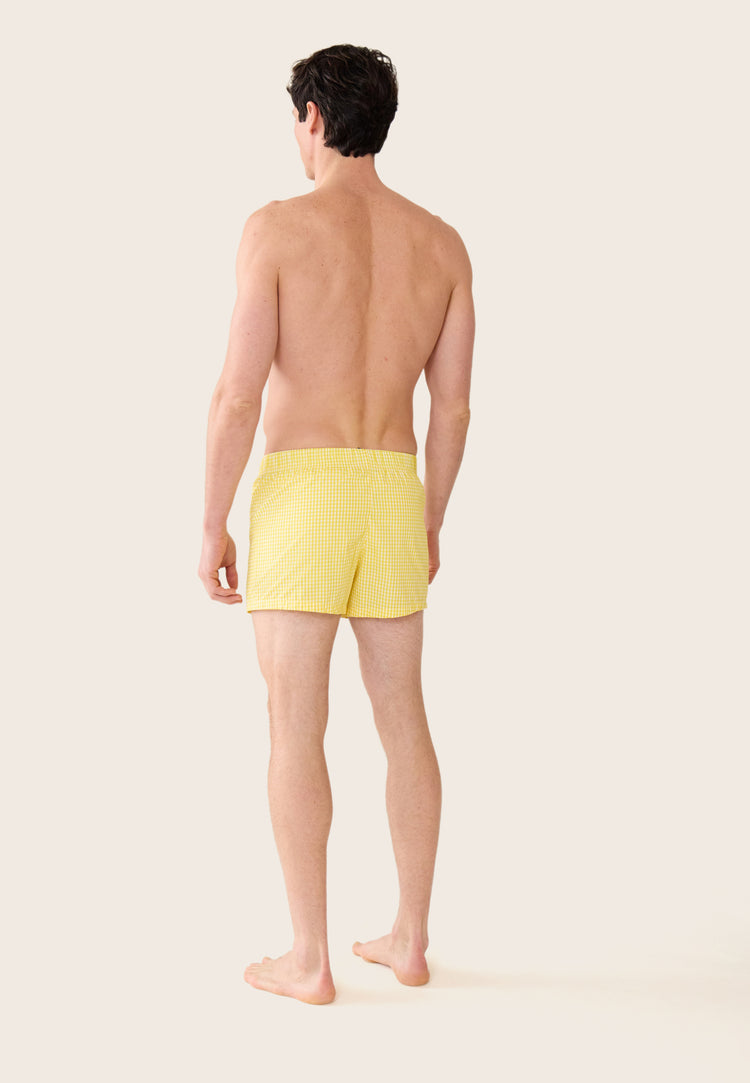 Caleçon à carreaux jaune en coton - Jacques Vichy Jaune Citron - Le Slip Français - 3