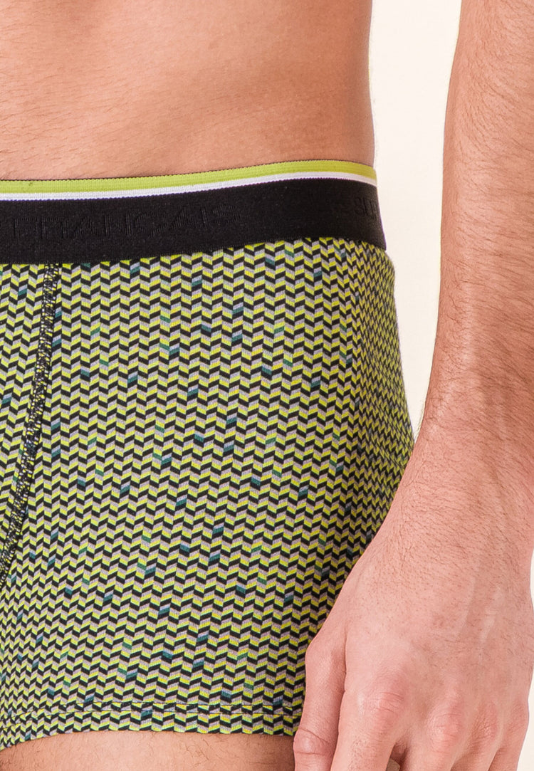Boxer à motif chevron jaune anis en coton - Marius Chevron Jaune Anis - Le Slip Français - 5