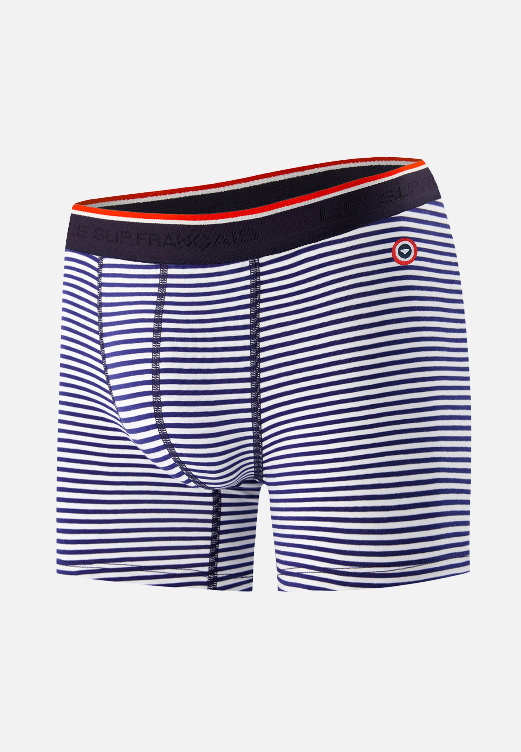 Boxer long marinière bleu en coton - Michel Mariniere Bleu - Le Slip Français -  1