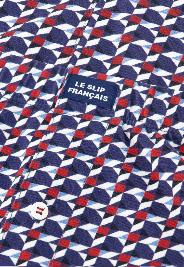 Caleçon à motif puzzle bleu acier en jersey de coton - Fredo Puzzle Bleu Acier - Le Slip Français - 6