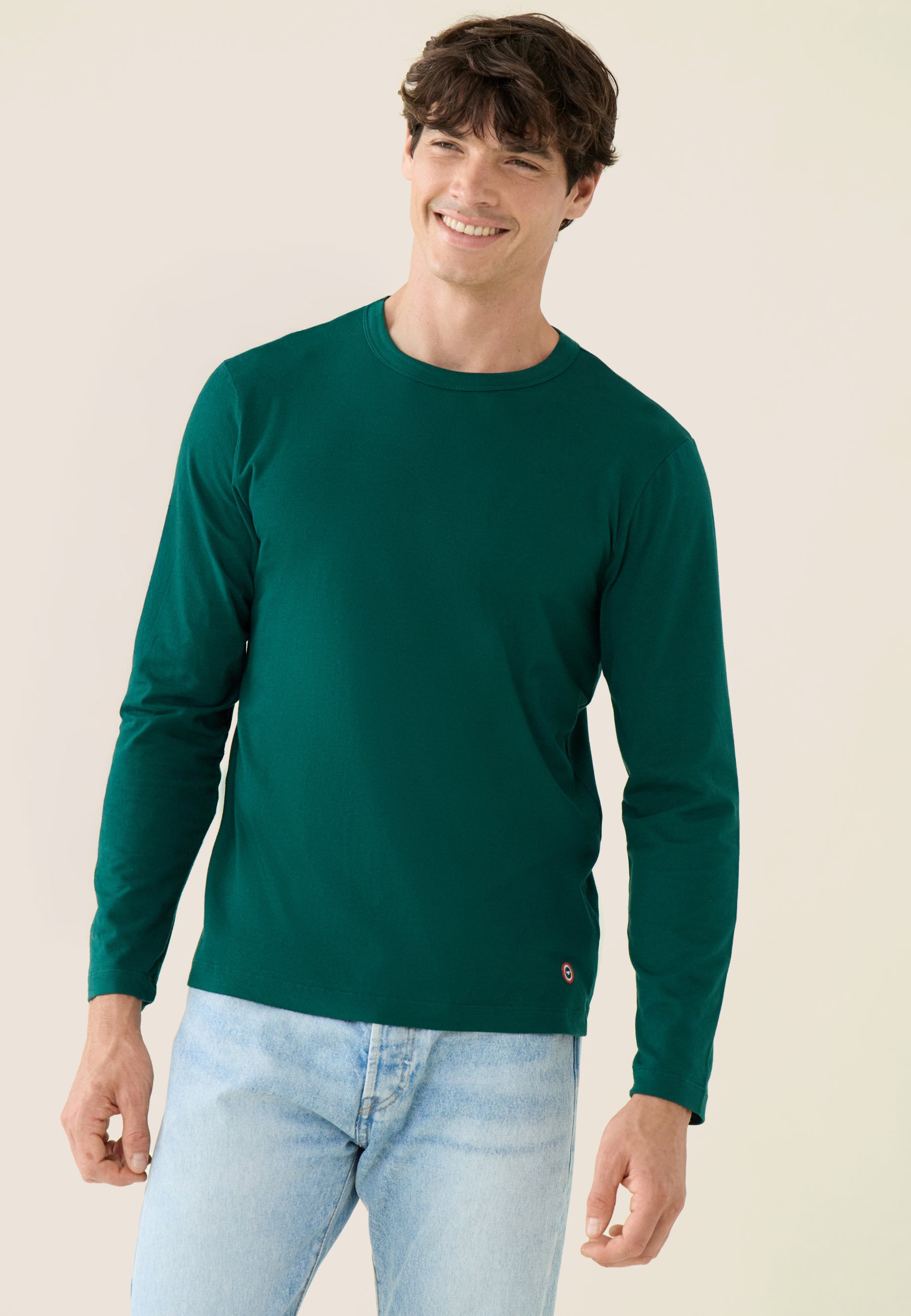 T-shirt homme vert sapin à manches longues en coton - Superbe Vert Sapin - Le Slip Français -  2