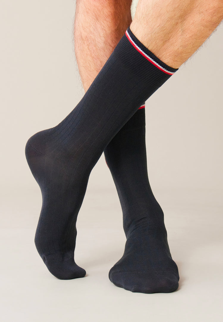 Chaussettes mi-hautes anthracite en fil d'Écosse - Nessy Anthracite - Le Slip Français - 4