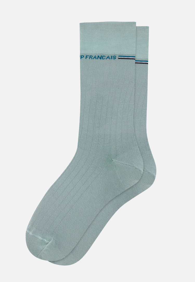 Chaussettes mi-hautes vert en fil d'Écosse - Nessy Vert Sage - Le Slip Français - 1