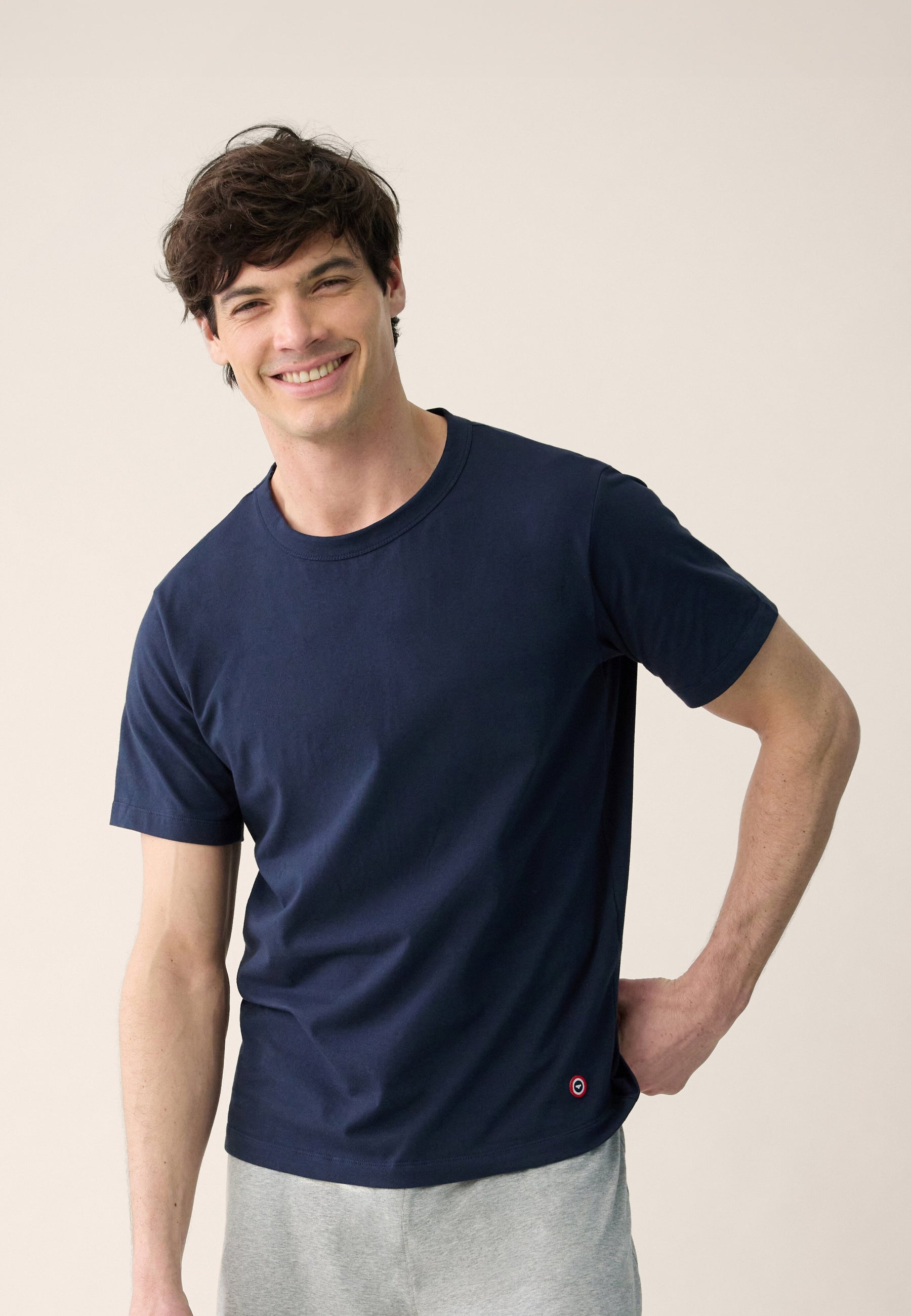 T-shirt homme bleu marine à manches courtes en coton - Formidable Marine - Le Slip Français -  1