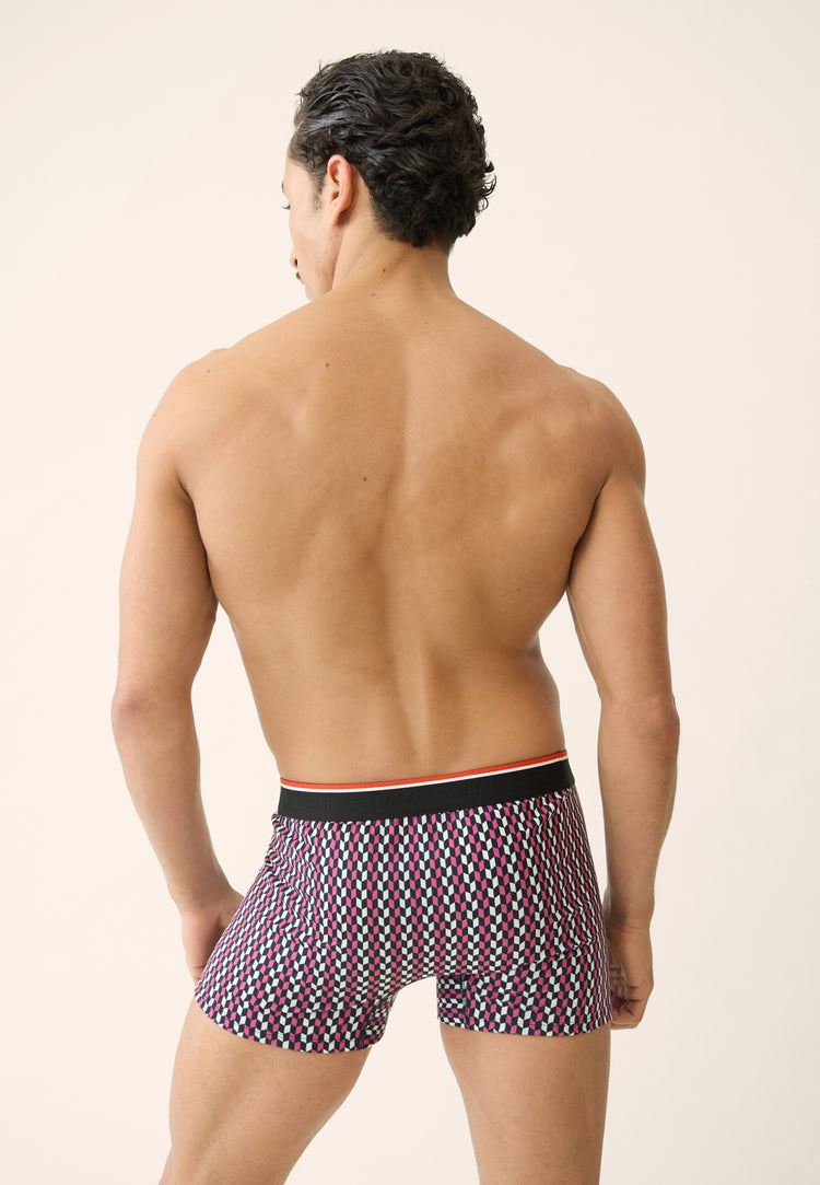 Boxer fuchsia à motif fléchettes en coton - Marius Flechette Fuchsia - Le Slip Français - 3