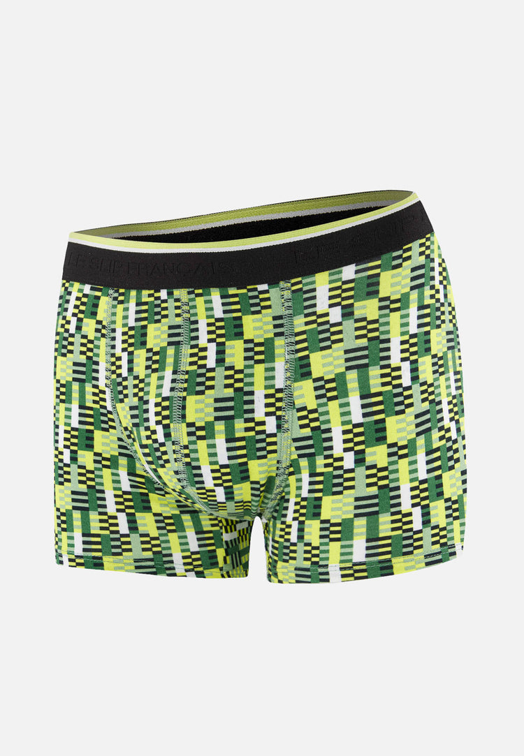 Boxer à motif entrelaces jaune anis en coton - Marius Entrelaces Jaune Anis - Le Slip Français - 1