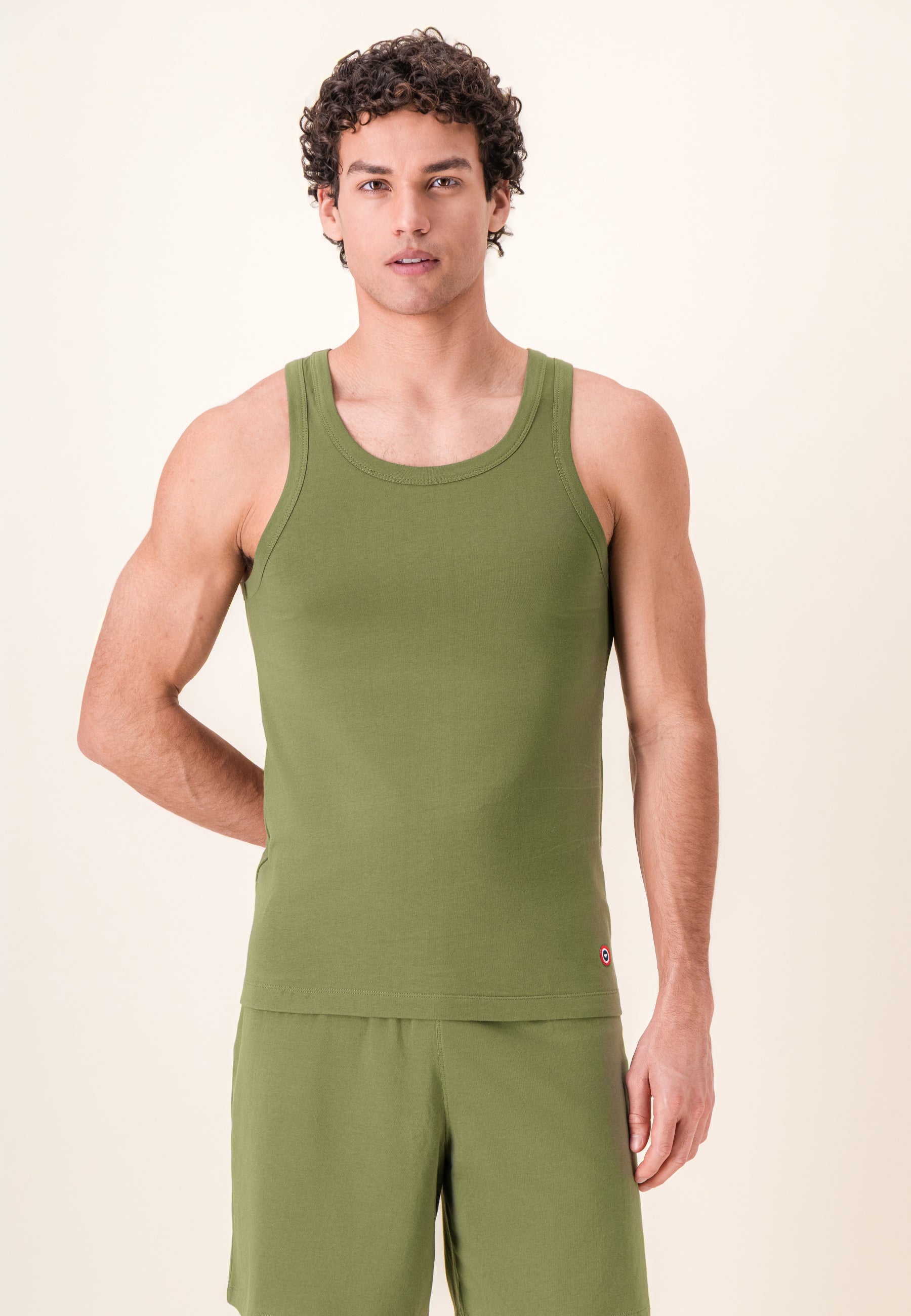 Débardeur homme vert en coton - Fulminant Kaki Veronese - Le Slip Français -  2