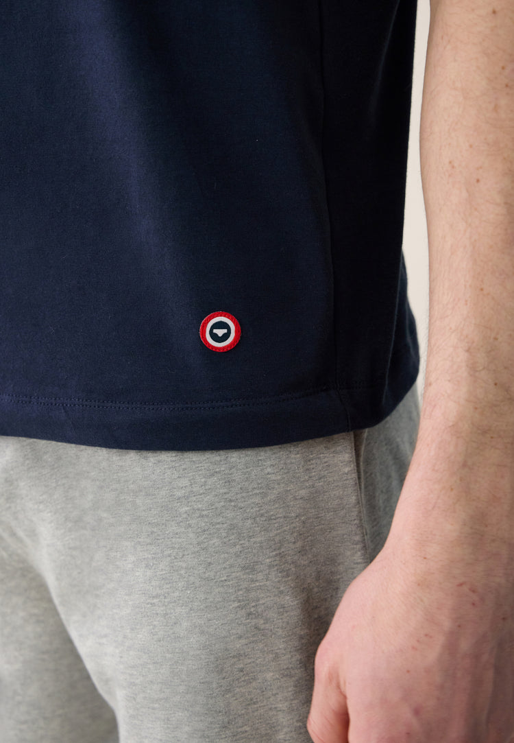 T-shirt homme bleu marine à manches courtes en coton - Formidable Marine Brodé Porte Bonheur - Le Slip Français - 4