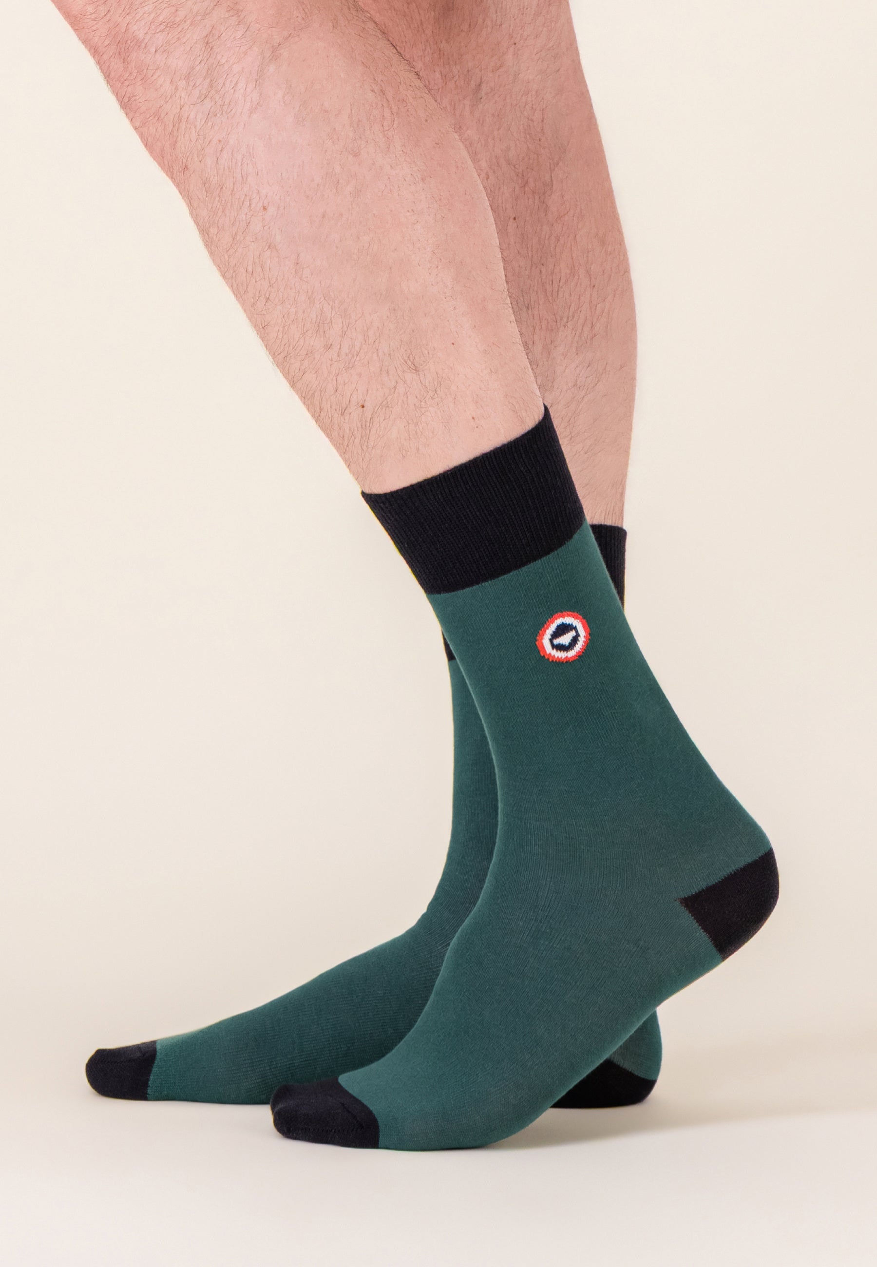 Chaussettes mi-hautes vert en coton - Robuste Vert Forêt Noir - Le Slip Français -  2