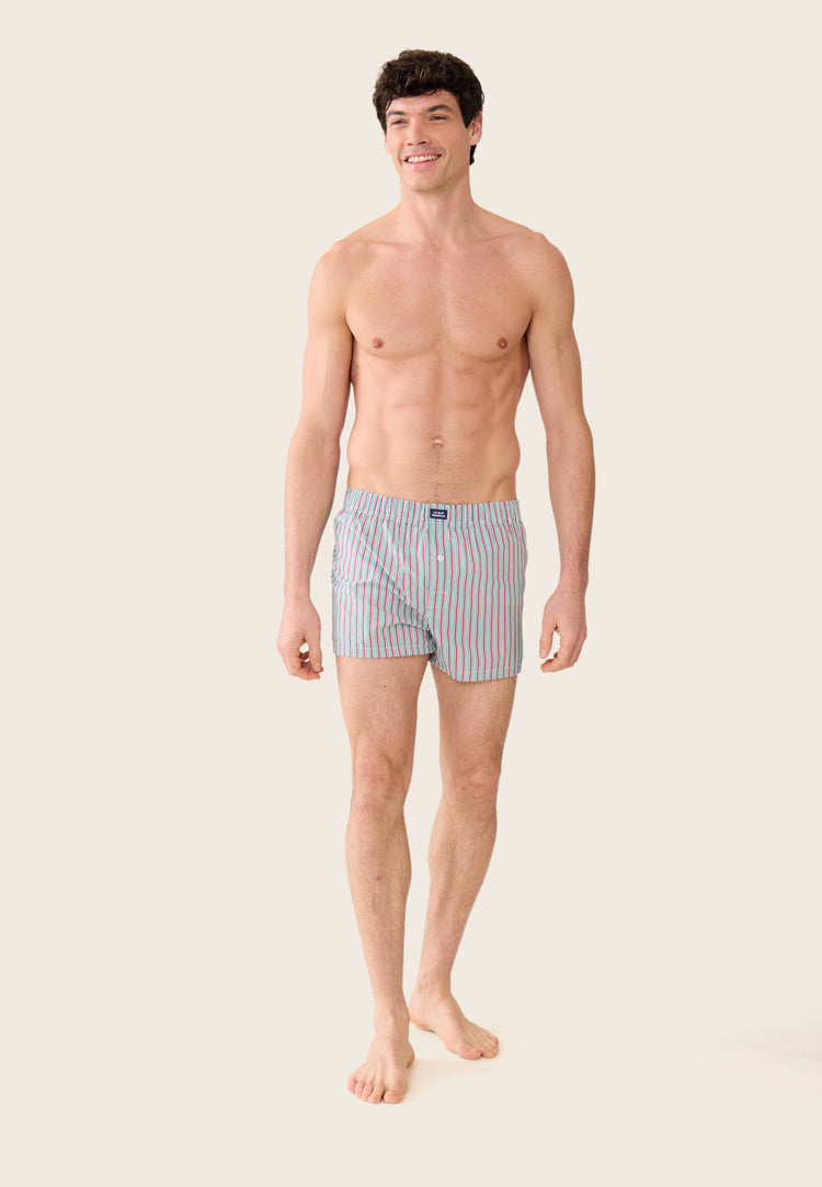 Caleçon matelas rose à rayures en coton - Jacques Rayure Matelas Rose Cerise - Le Slip Français - 5