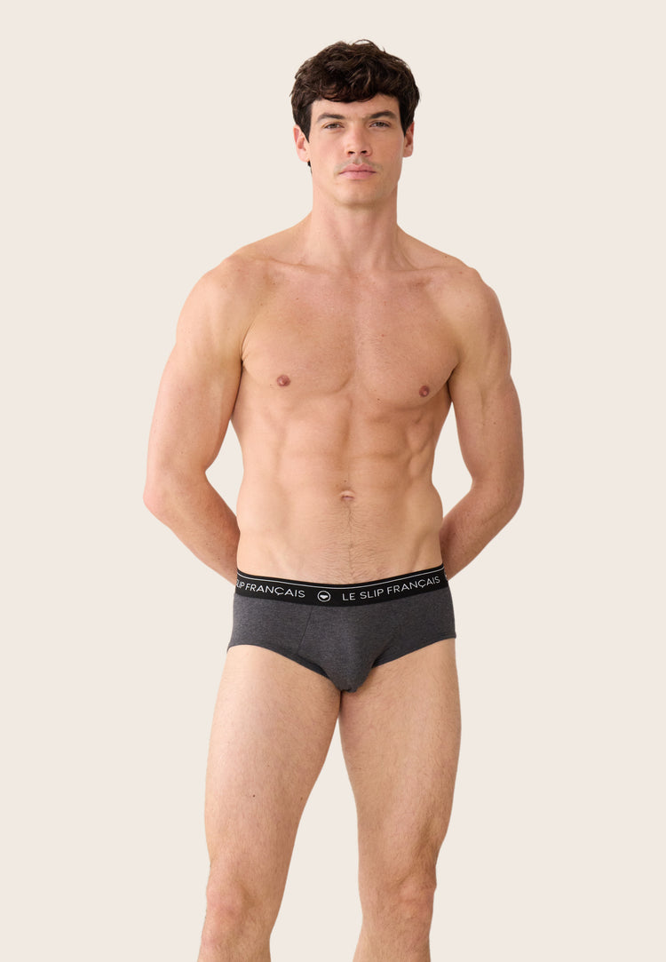 Slip gris en coton - Intrepide Gris Anthracite - Le Slip Français - 2