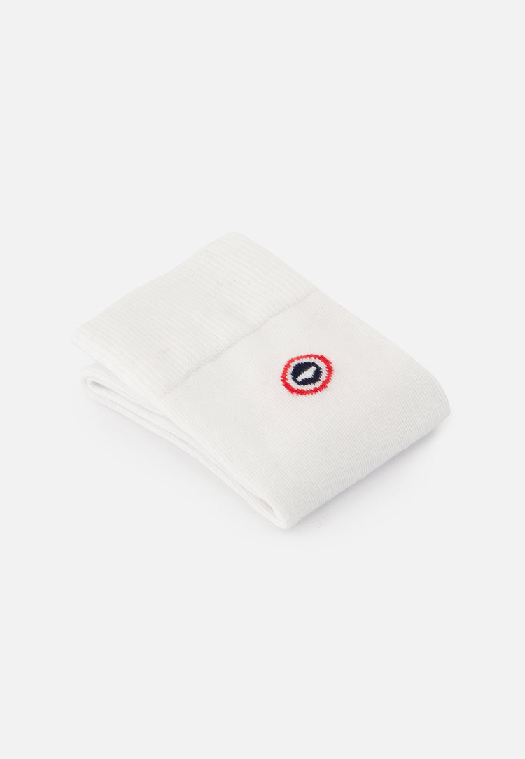 Chaussettes mi-hautes unies blanches - Robuste Blanc Brodé Porte Bonheur - Le Slip Français - 3