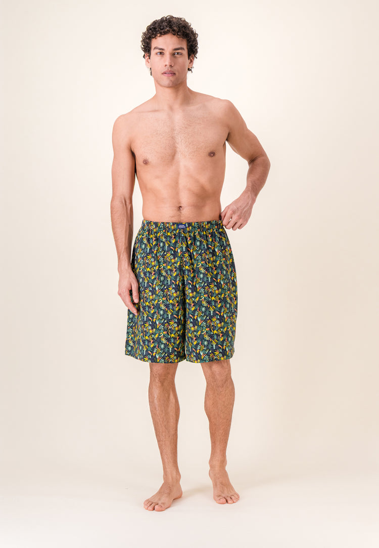 Bas de pyjamas court à motif jungle en coton - Fredy Jungle Kaki Veronese - Le Slip Français - 4
