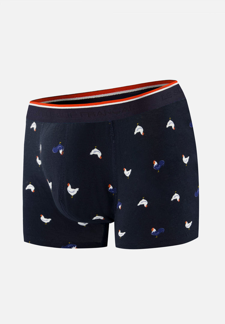 Boxer à motif coq marine en coton - Marius Coq Marine - Le Slip Français - 1