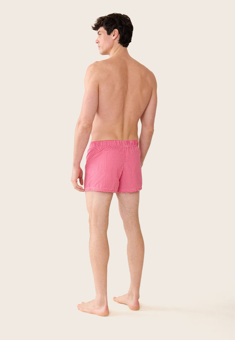 Caleçon à carreaux rose en coton - Jacques Vichy Rose Cerise - Le Slip Français - 3