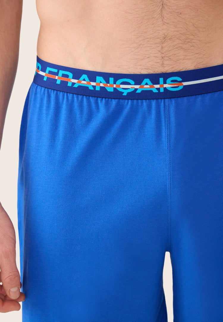 Bas de pyjamas court bleu en coton - Invincible Bleu Nautique - Le Slip Français - 4