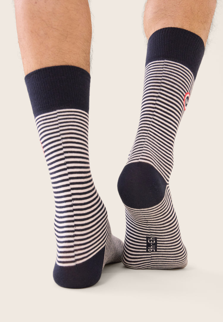 Chaussettes mi-hautes marinière bleu marine - Robuste Mariniere Bleu - Le Slip Français - 4