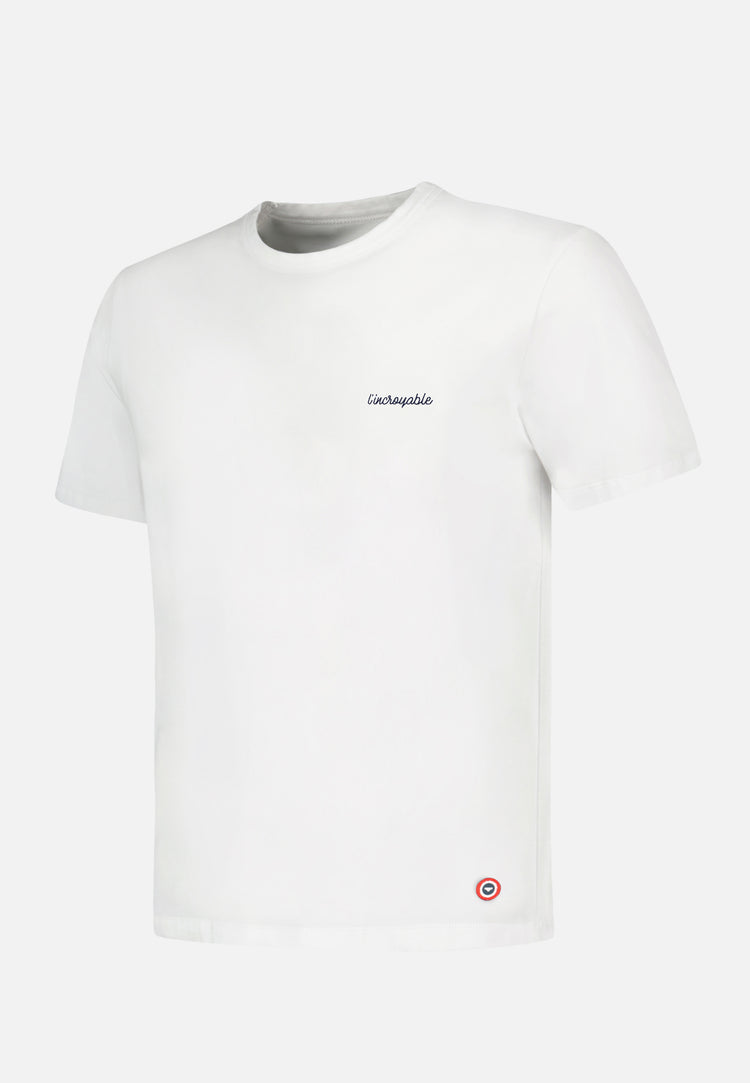 T-shirt homme blanc à manches courtes en coton - Formidable Blanc Brodé L'Incroyable - Le Slip Français - 1
