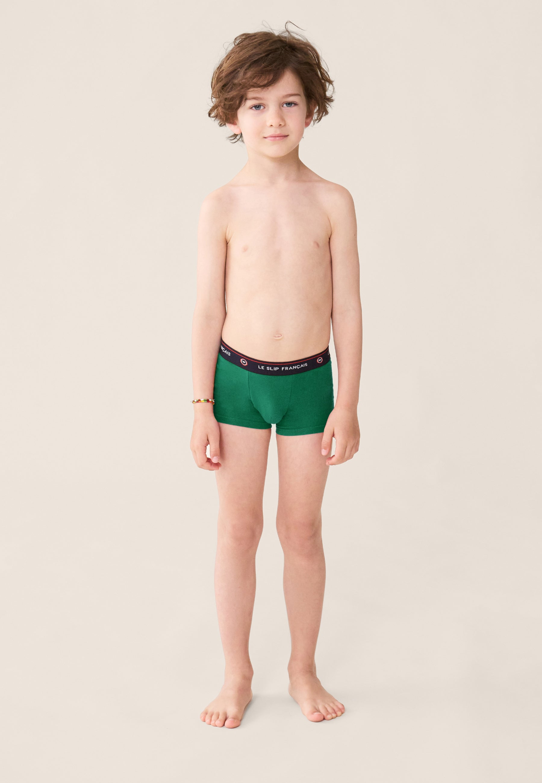 Boxer enfant vert en coton - Petit Joseph Emeraude - Le Slip Français -  1