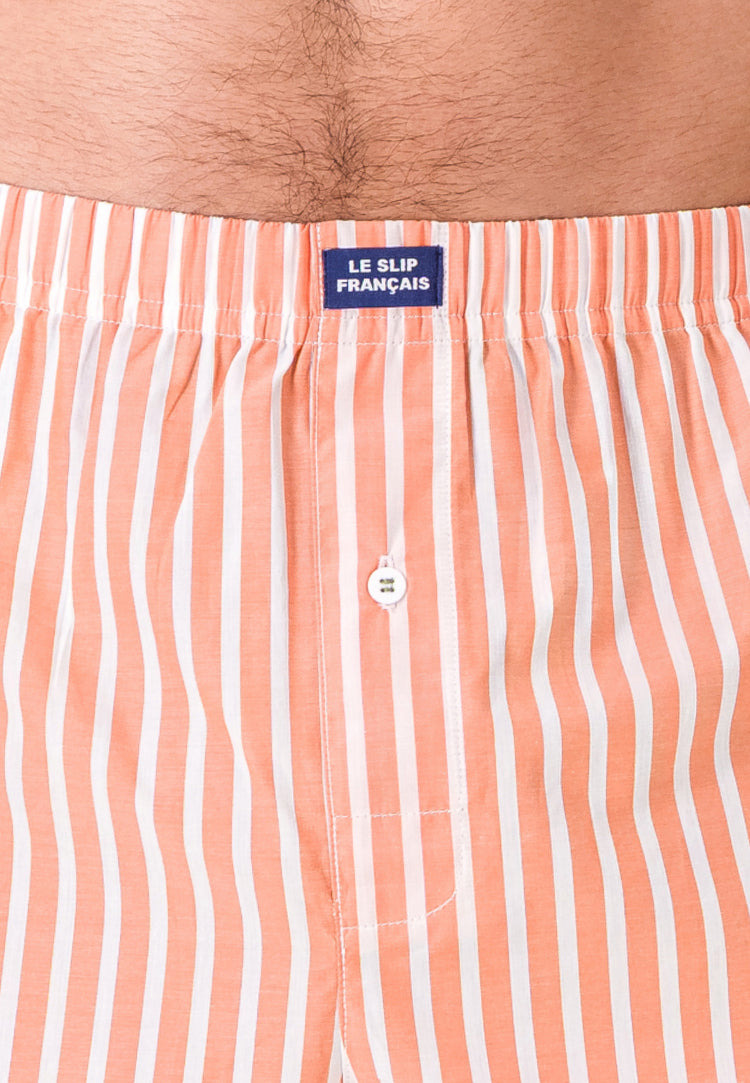 Caleçon à rayures orange en coton - Jacques Sens Orange Pur - Le Slip Français - 5
