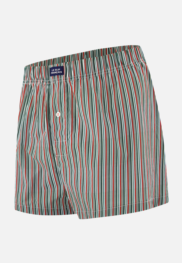Caleçon en coton - Jacques Rayure Matelas Marbre Vert - Le Slip Français - 1