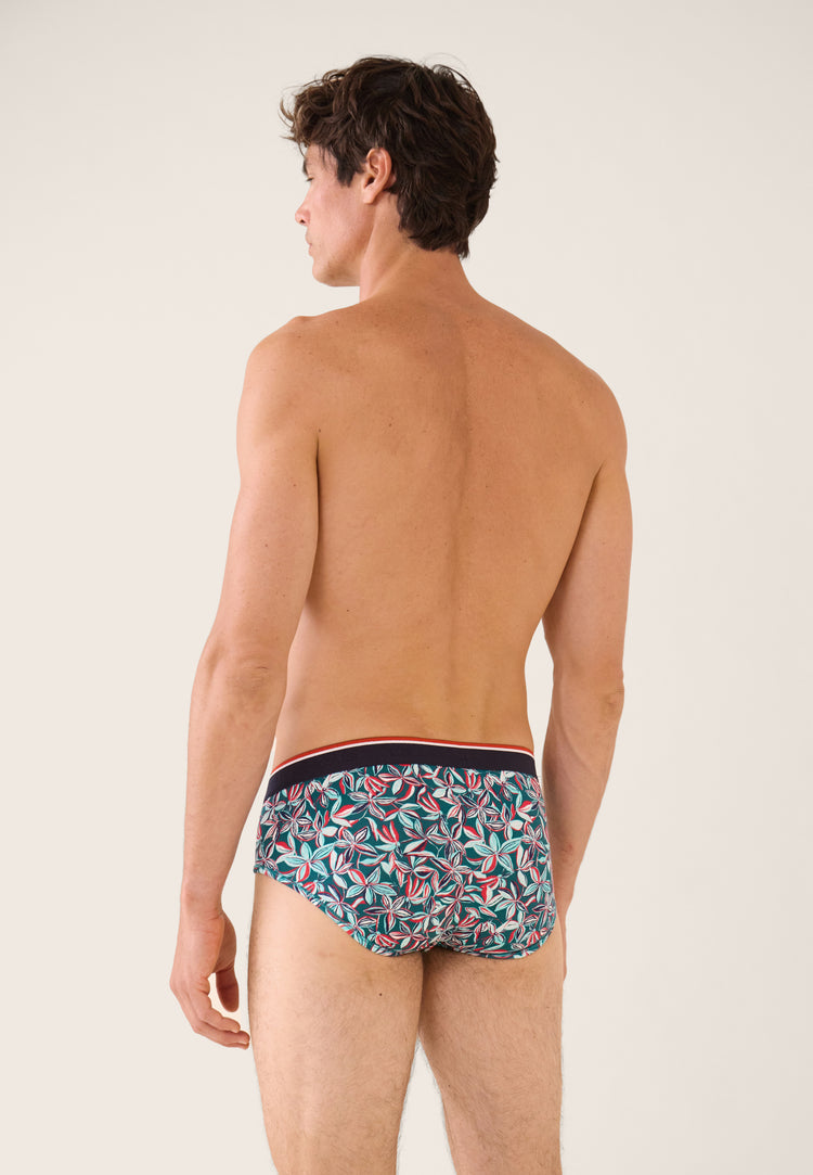 Slip bleu à motif jasmin en coton - Terrible Jasmin Bleu Canard - Le Slip Français - 3