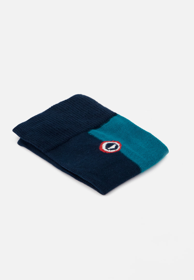 Chaussettes mi-hautes en coton - Lucas Color Block  Bleu Canard - Le Slip Français - 5