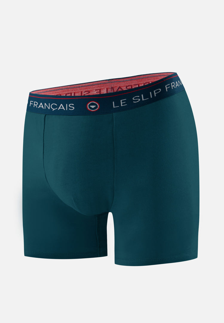 Boxer long bleu en coton - Redoutable Long Bleu Canard - Le Slip Français - 1