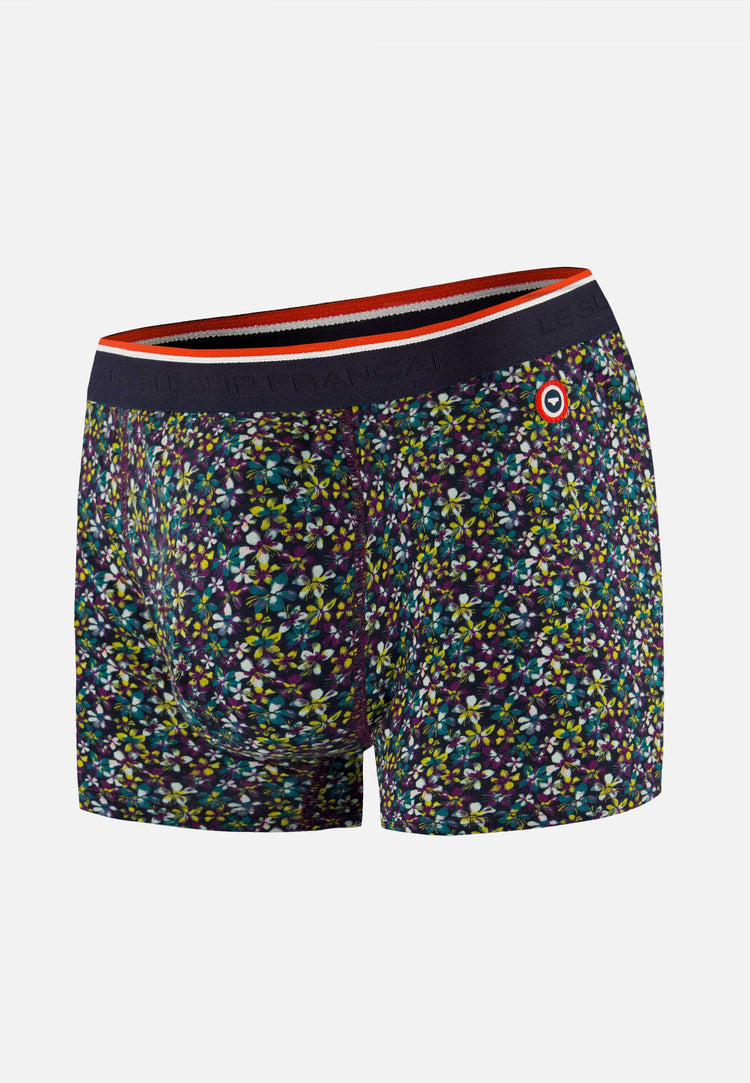 Boxer à motif bloom bleu canard en coton - Marius Bloom Bleu Canard - Le Slip Français - 1