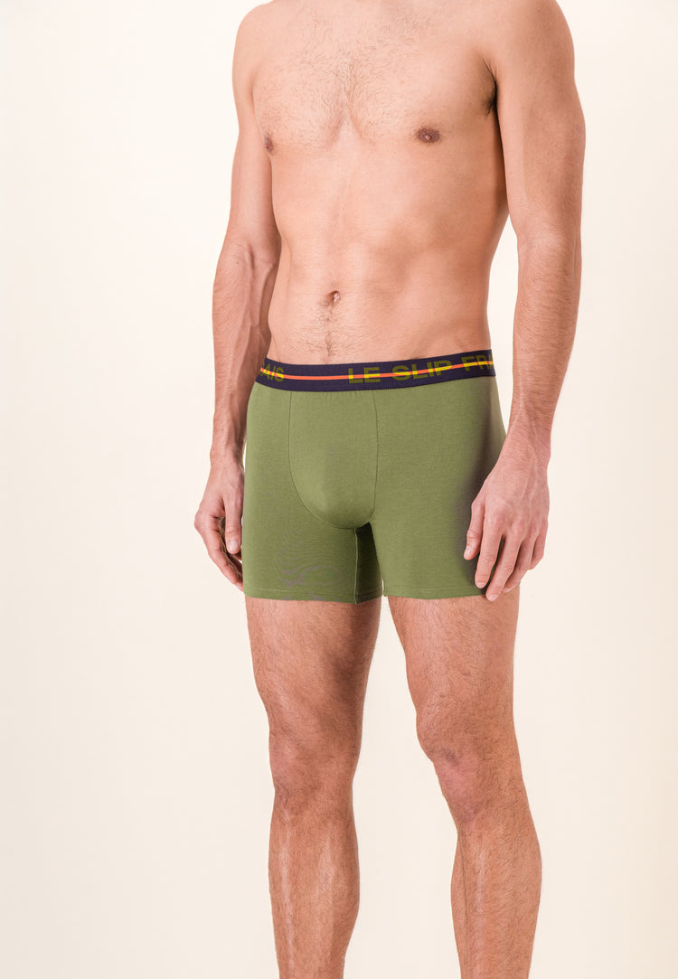 Boxer long vert en coton - Redoutable Long Kaki Veronese - Le Slip Français - 4