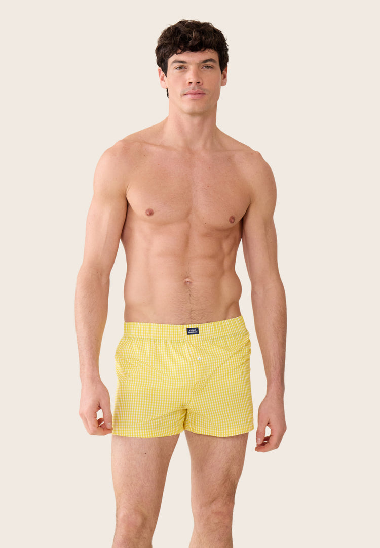 Caleçon à carreaux jaune en coton - Jacques Vichy Jaune Citron - Le Slip Français - 4