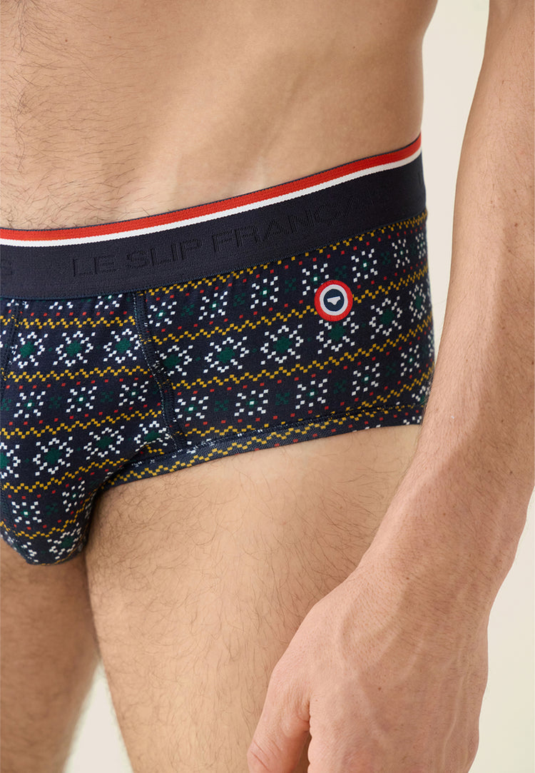 Slip imprimé flocon vert sapin en coton - Terrible Flocon Vert Sapin - Le Slip Français - 5