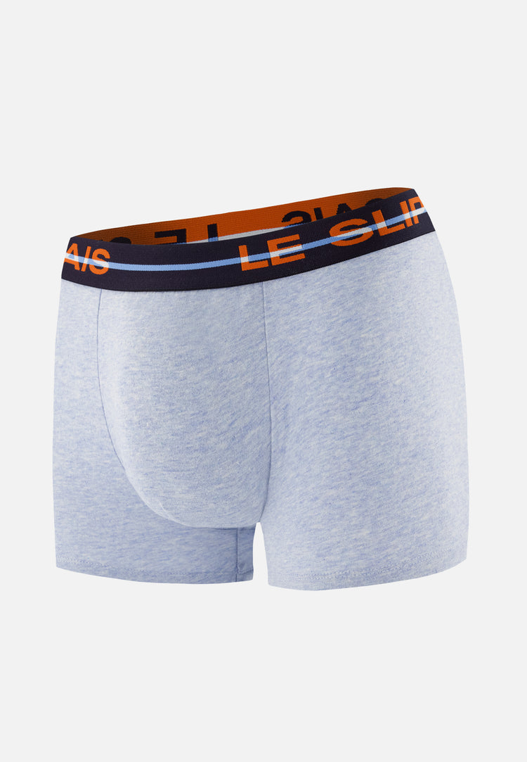Boxer bleu en coton - Redoutable Bleu Ciel Chiné - Le Slip Français - 1
