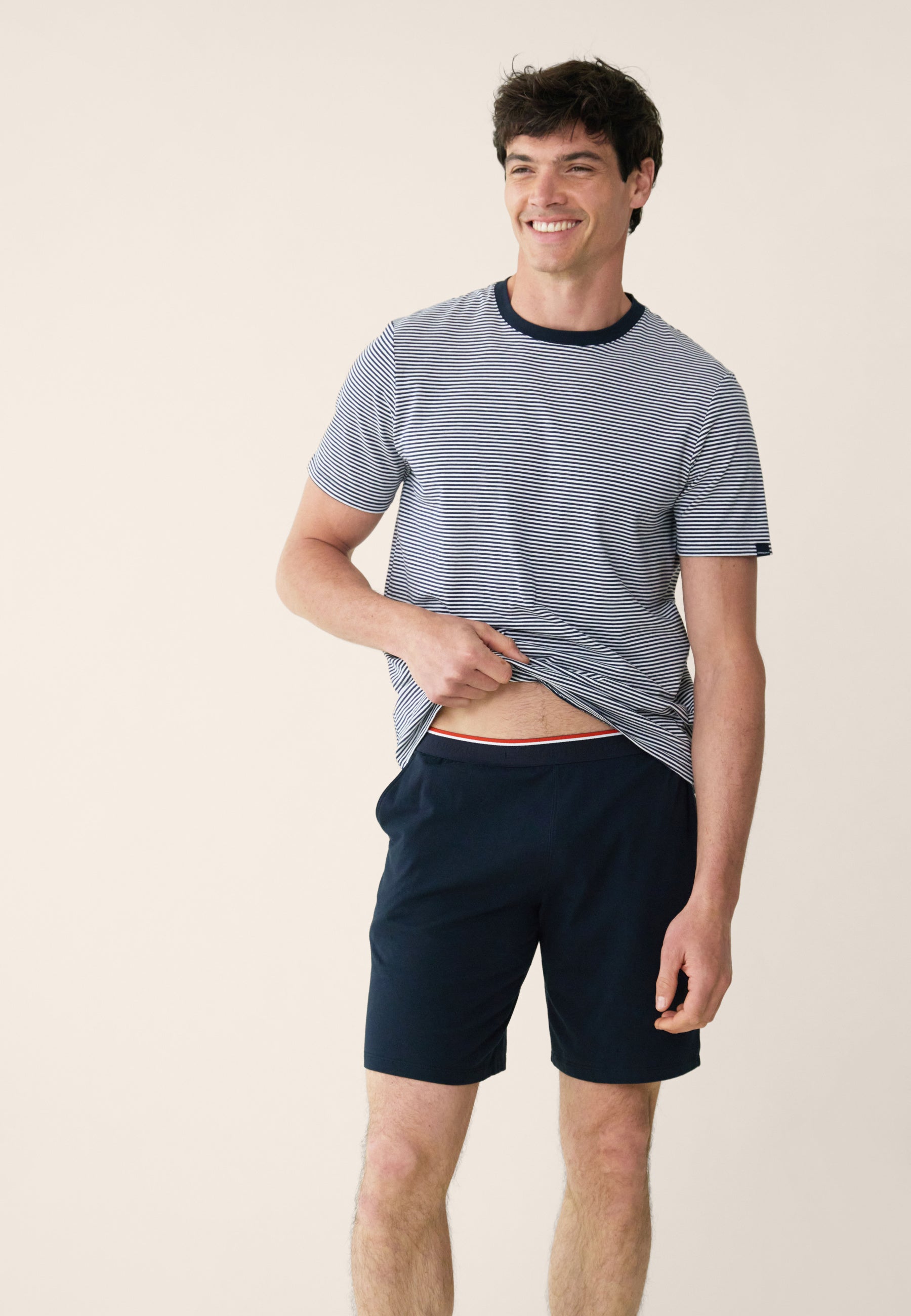 Ensemble pyjama t-shirt et short en coton - Pyjama Jeason Marinière - Le Slip Français -  1