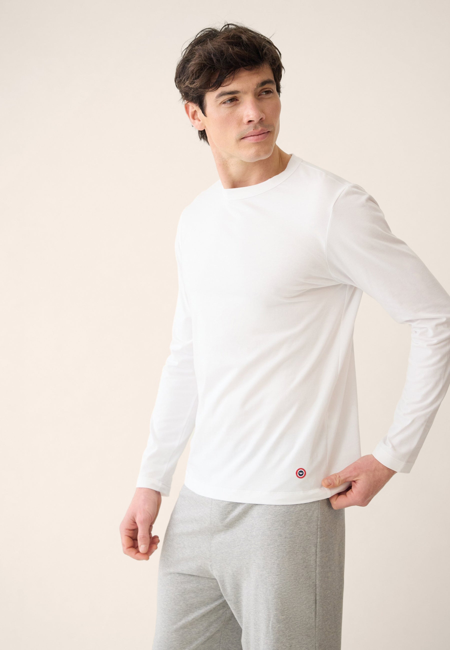 T-shirt homme blanc à manches longues en coton - Superbe Blanc - Le Slip Français -  2