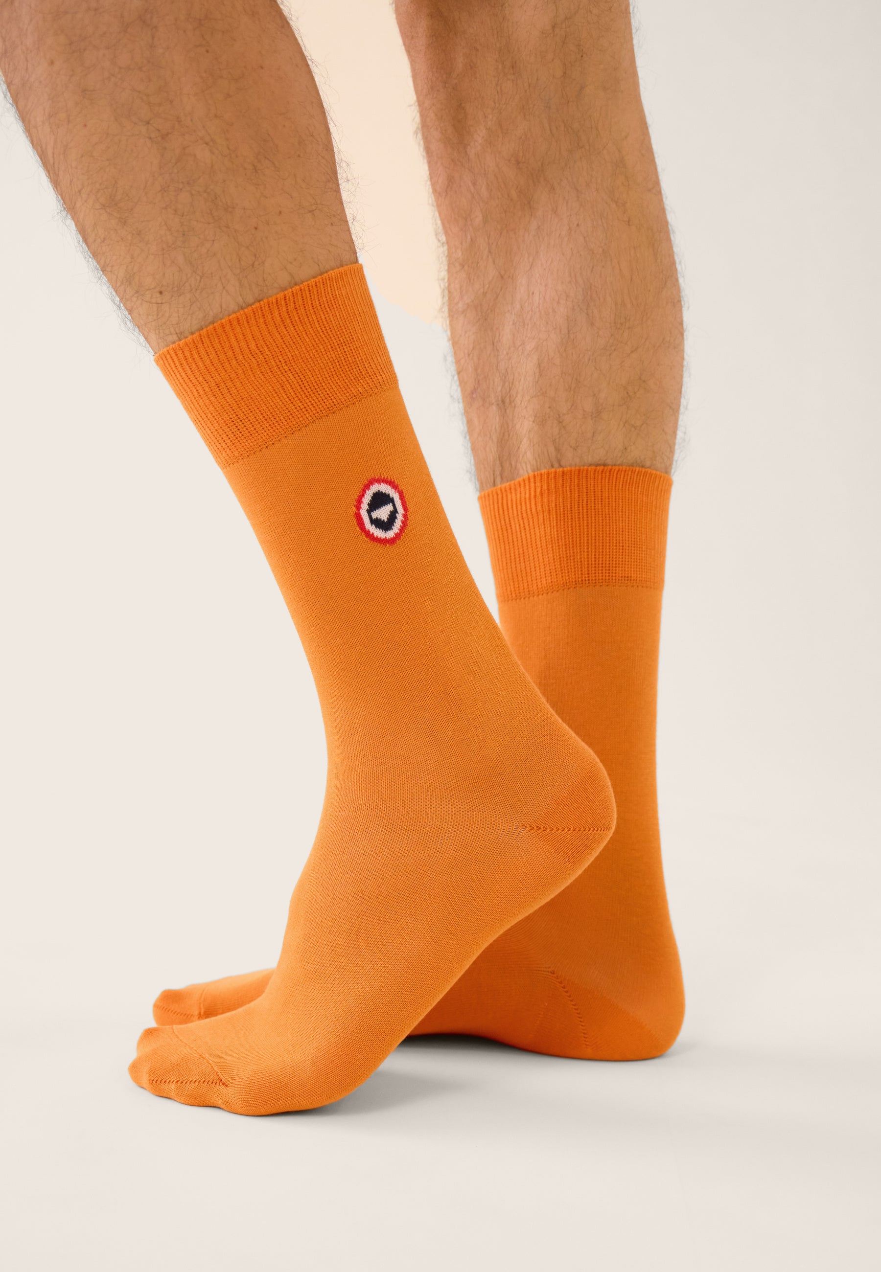 Chaussettes mi-hautes unies orange - Robuste Orange Pur - Le Slip Français -  2