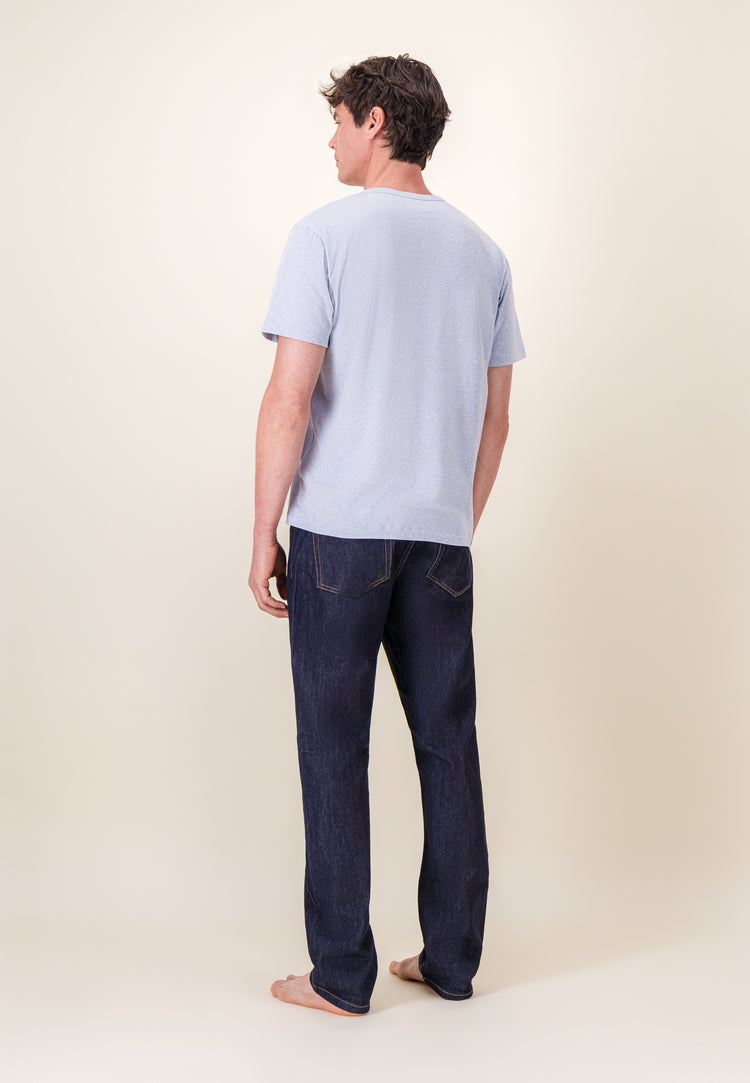T-shirt à manches courtes bleu en coton - Formidable Bleu Ciel Chine - Le Slip Français - 5