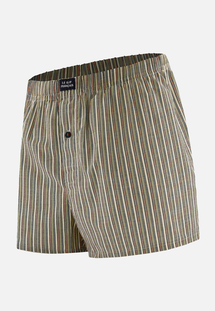 Caleçon matelas orange à rayures en coton - Jacques Rayure Matelas Orange Pur - Le Slip Français - 1