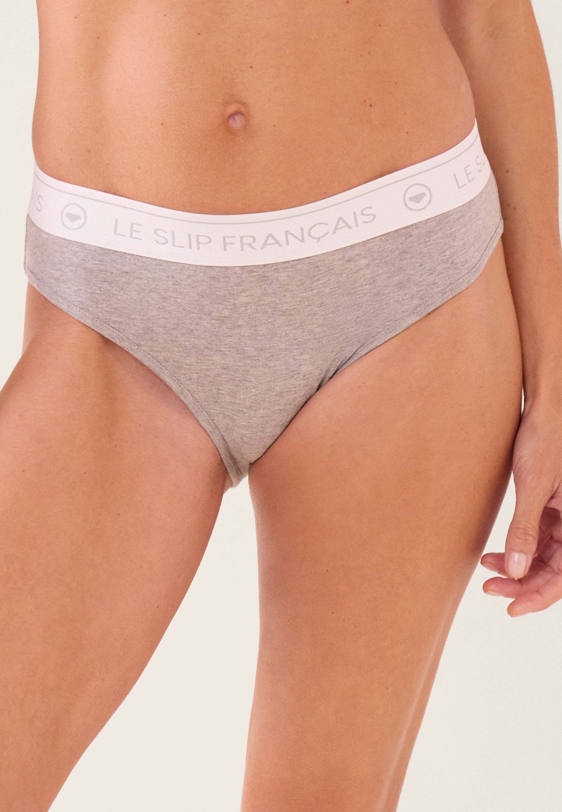 Culotte taille haute grise en coton - Rieuse Gris Chine - Le Slip Français -  1