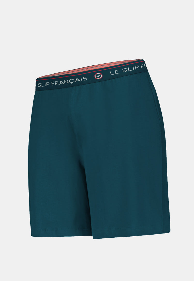 Bas de pyjama court bleu en coton - Invincible Bleu Canard - Le Slip Français - 5