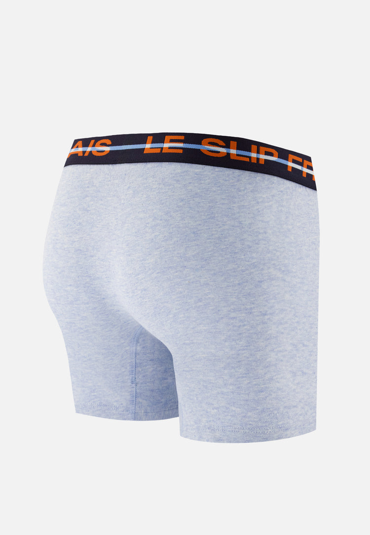 Boxer long bleu en coton - Redoutable Long Bleu Ciel Chiné - Le Slip Français - 7