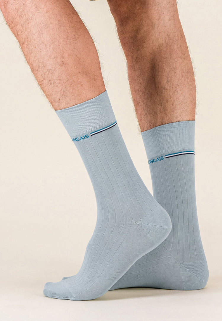 Chaussettes mi-hautes vert en fil d'Écosse - Nessy Vert Sage - Le Slip Français - 2