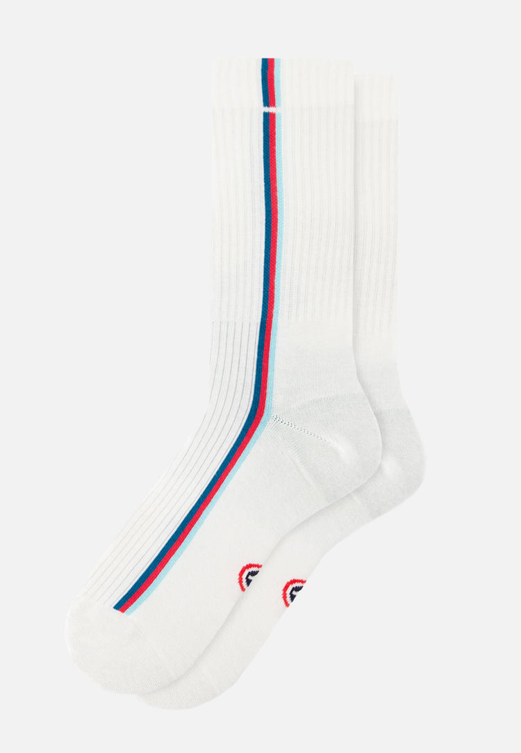 Chaussettes de sport mi-hautes rayées bleu, rose et vert - Wilfried Lignes Bleu Canard Rose Cerise Vert D'Eau - Le Slip Français - 1