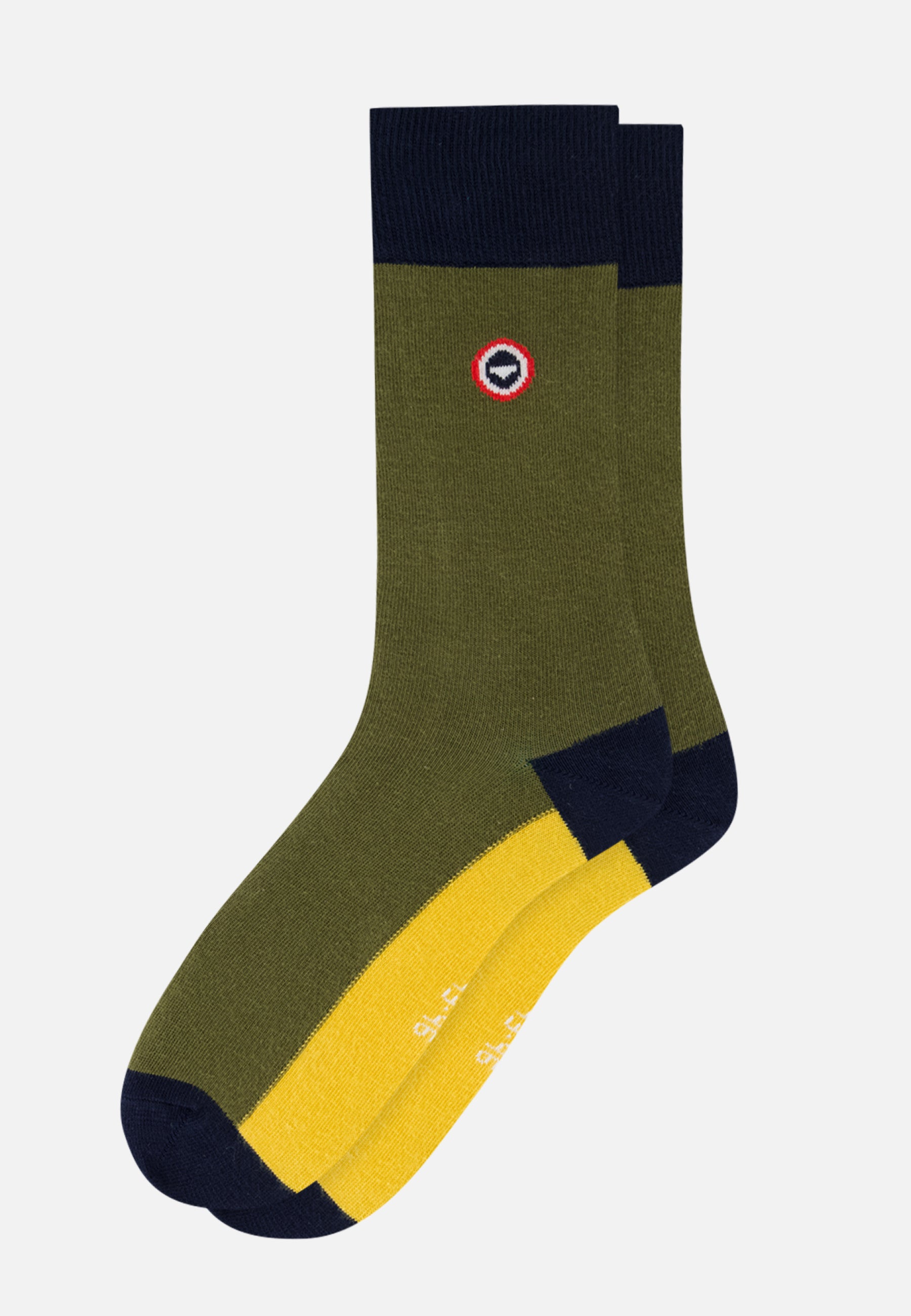 Chaussettes mi-hautes kaki fantaisie - Lucas Bloc Marine Kaki Veronese Jaune Citron - Le Slip Français -  1