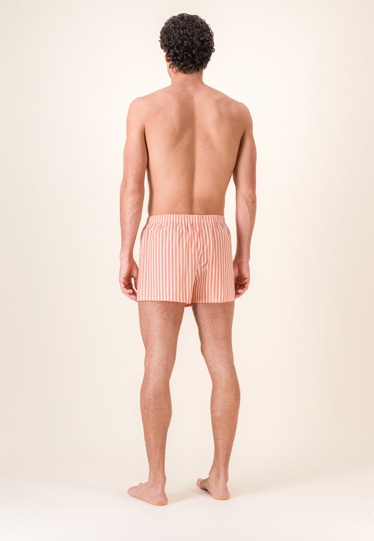 Caleçon à rayures orange en coton - Jacques Sens Orange Pur - Le Slip Français - 3