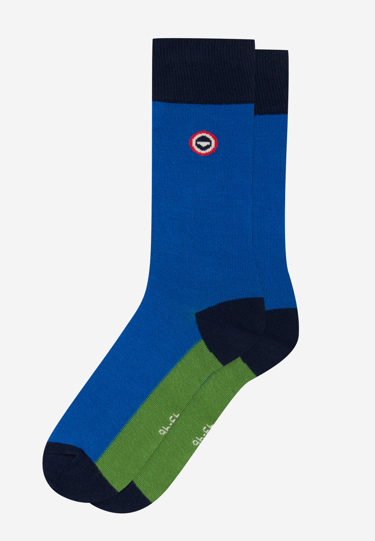 Chaussettes mi-hautes mixtes en coton - Lucas Bloc Bleu Turquoise Mint Green - Le Slip Français - 1