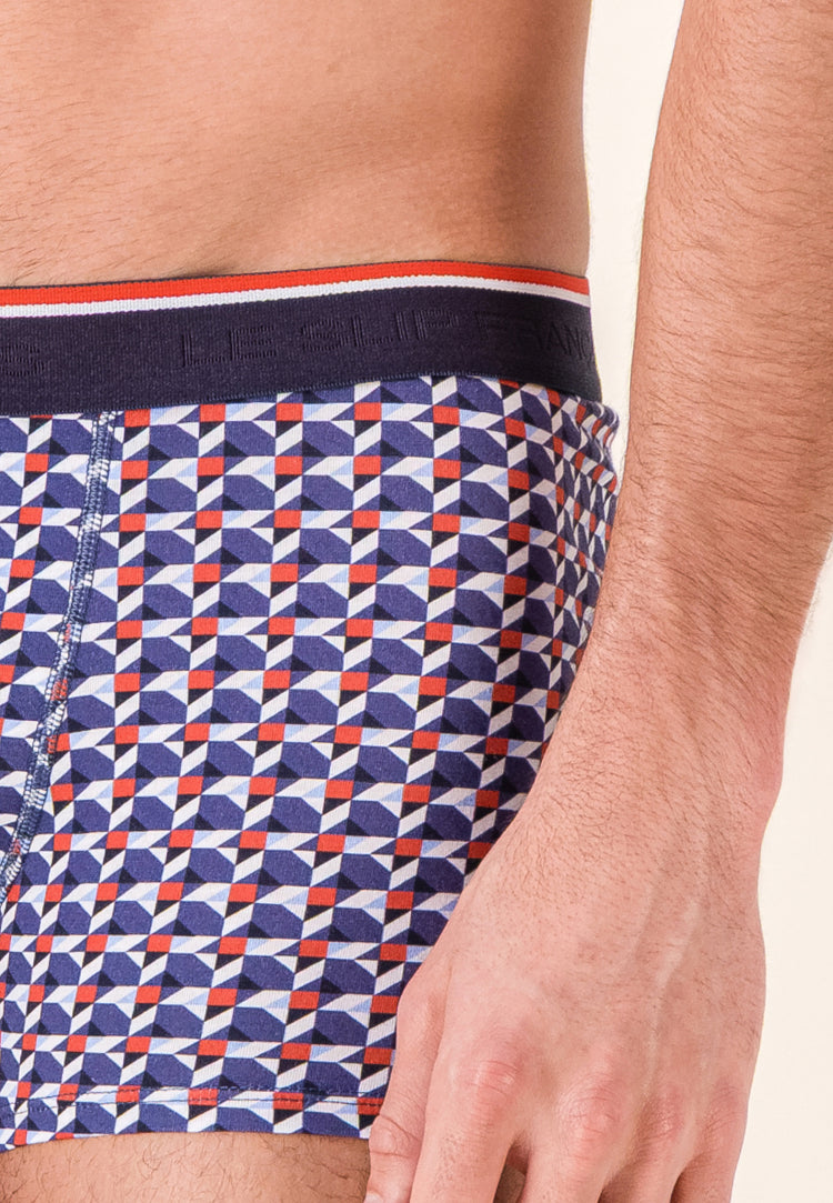 Boxer à motif puzzle bleu acier en coton - Marius Puzzle Bleu Acier - Le Slip Français - 5
