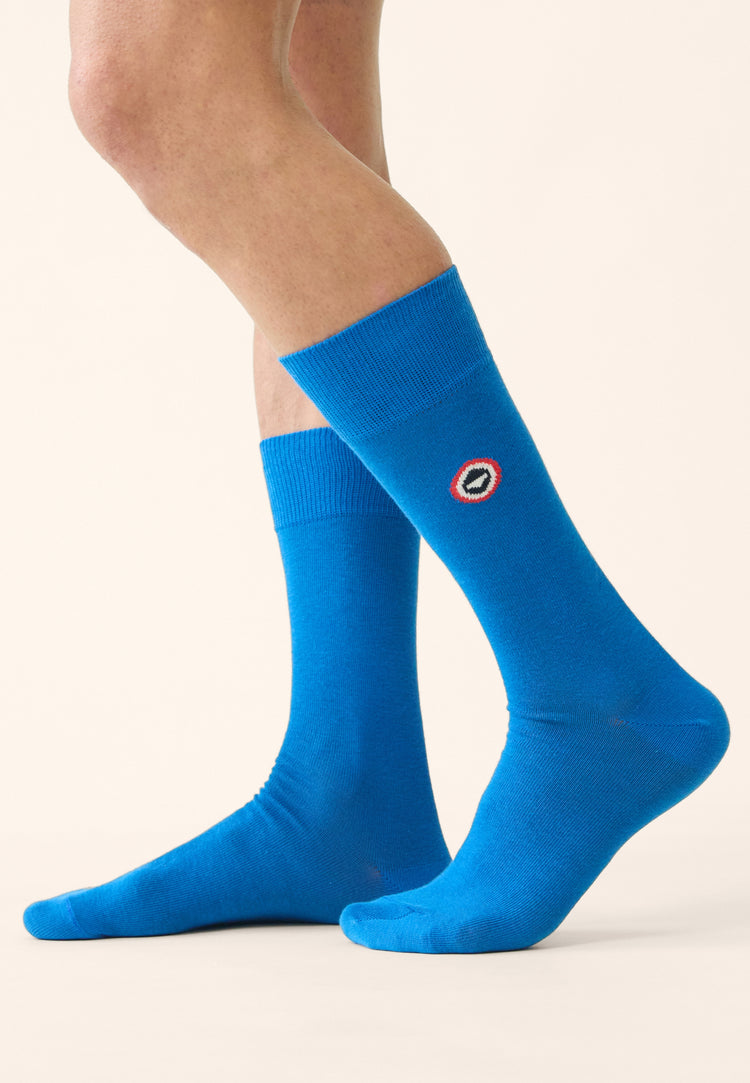 Chaussettes mi-hautes mixtes en coton - Robuste Bleu Turquoise - Le Slip Français - 2