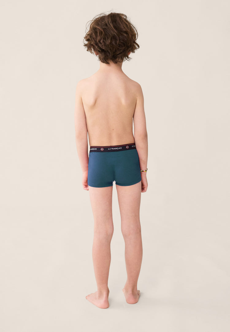 Boxer enfant bleu en coton - Petit Joseph Bleu Canard - Le Slip Français - 3