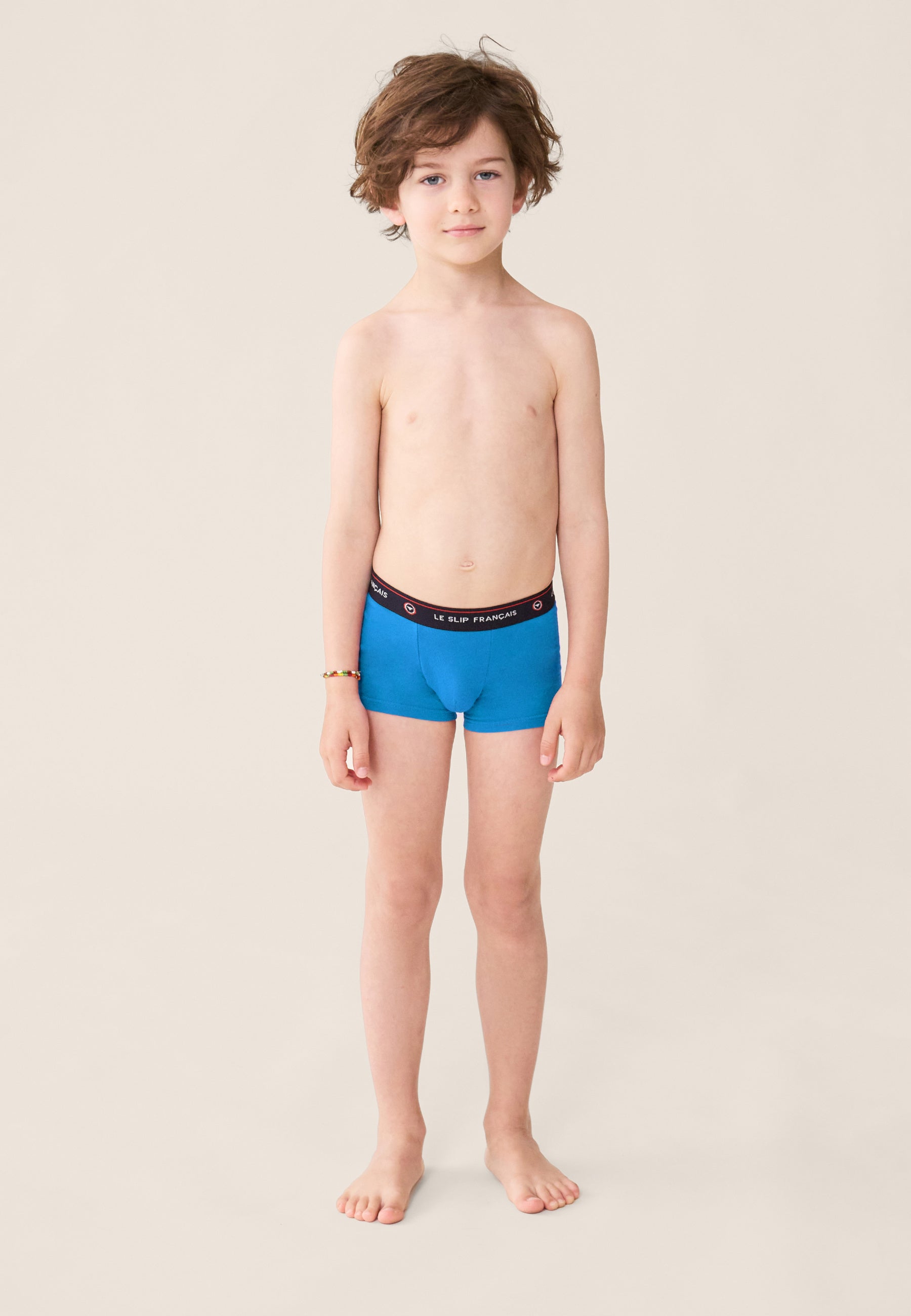 Boxer enfant bleu en coton - Petit Joseph Bleu Fluo - Le Slip Français -  1